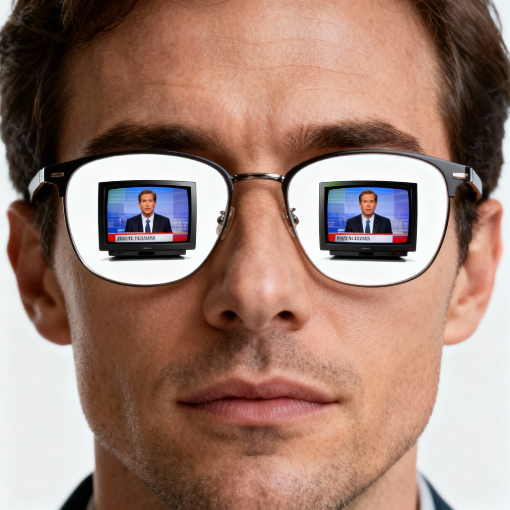 Image of man brainwashed by the news media.